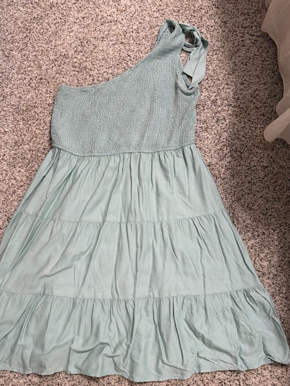 Light blue/teal One Shoulder Mid Thigh Length Dress Wore Once!!!
